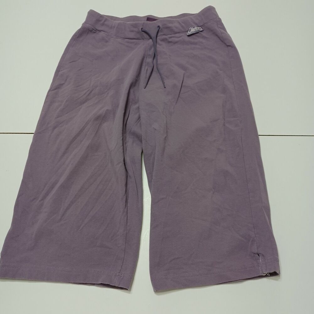 Curves Womens Small Workout Capri Pants Purple Drawstring‎